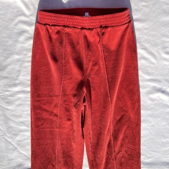 Aerie Groove On Rib Velour Flare Pants Womens XS Red Pull On - Picture 2 of 7